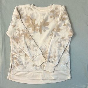 Women’s Sweater, SO brand, Size Small, White beige light blue floral, Faux fur